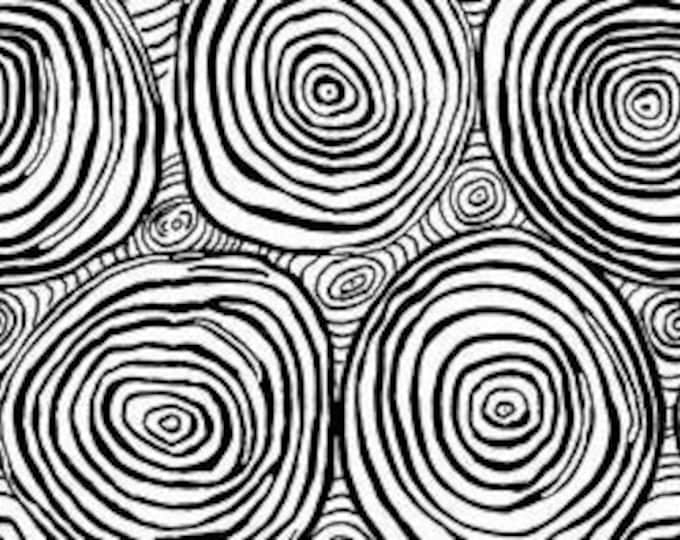 Quilt Back FABRIC:  Onion Rings BLACK 108" Sateen Quilt Back by Brandon Mably for the Kaffe Fassett Collective