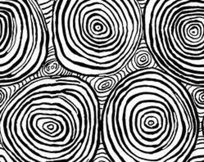 Quilt Back FABRIC:  Onion Rings BLACK 108" Sateen Quilt Back by Brandon Mably for the Kaffe Fassett Collective