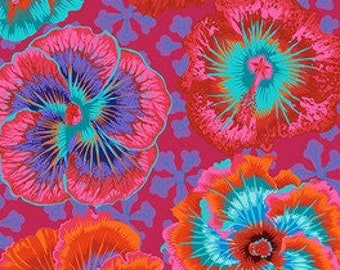 FABRIC:  Floating Hibiscus RED by Philip Jacobs for the Kaffe Fassett Collective