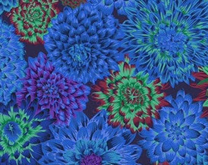OOP FABRIC: Dancing Dahlias BLUE by Philip Jacobs for the Kaffe Fassett Collective