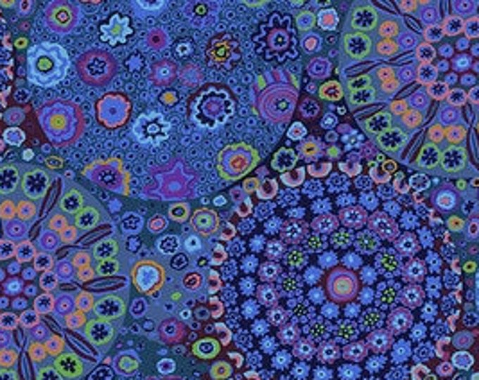Quilt Back FABRIC:  Millefiore BLUE 108" Sateen Quilt Back by Kaffe Fassett for the Kaffe Fassett Collective