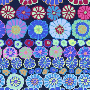 OOP FABRIC:  Row Flowers BLUE by Kaffe Fasset for the Kaffe Fassett Collective