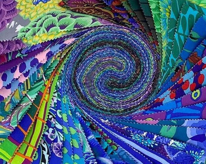DESIGN ROLL:  2 1/2" Strips of Designer Fabrics from the Kaffe Fassett Collective in Cool