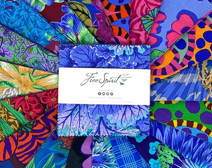 5" CHARM PACK:  COOL August 2023 42 Fabric Pieces from the Kaffe Fassett Collective
