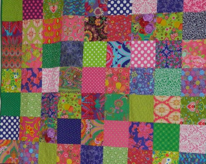 QUILT:  "Eva" Twin Quilts in Emerald, Violet and Pink