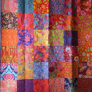 QUILT:  &quot;Paradise in Pink&quot;  Modern Heirloom Quilt in Purple, Pink, Orange and Red
