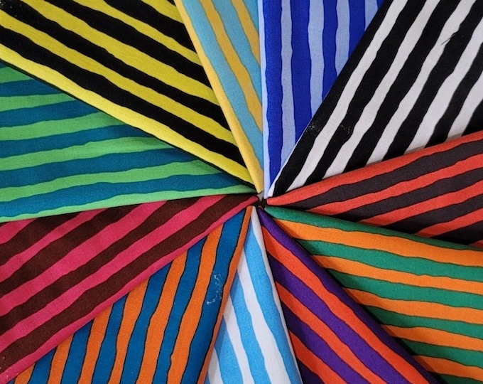 FAT QUARTER BUNDLE:  Comb Stripe 11 Fat Quarters by Brandon Mably for the Kaffe Fassett Collective