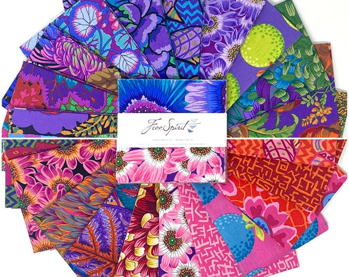 5" CHARM PACK: 42 fabric pieces from "Kaffe Fassett Collective"  Fall 2021 in Dark or Bright