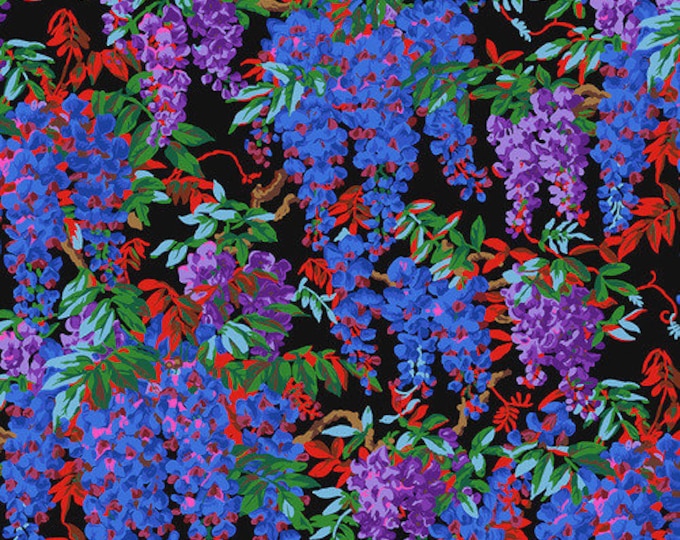 OOP FABRIC: Wisteria BLACK by Philip Jacobs for the Kaffe Fassett Collective