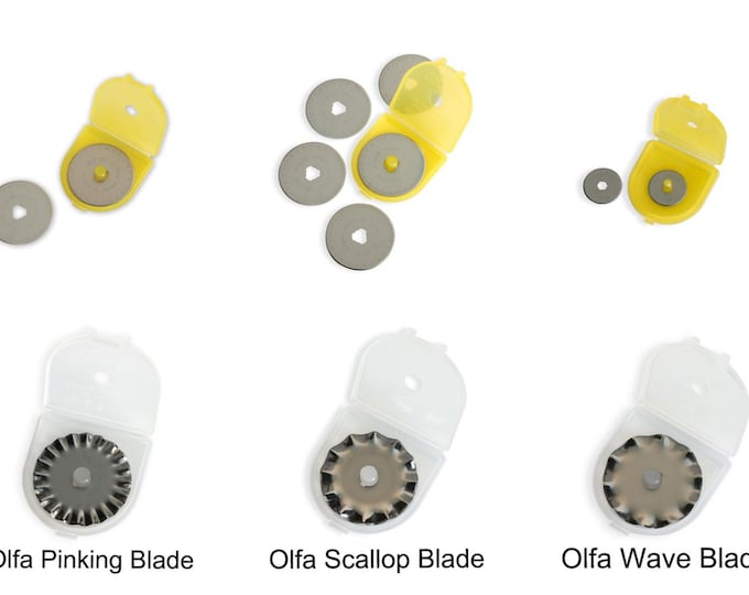 ROTARY CUTTER BLADES :  Olfa Replacement Blades, 45mm, 18mm, 28mm, Pinking Blade, Chenille Blade, Scallop Blade and Wave Blade