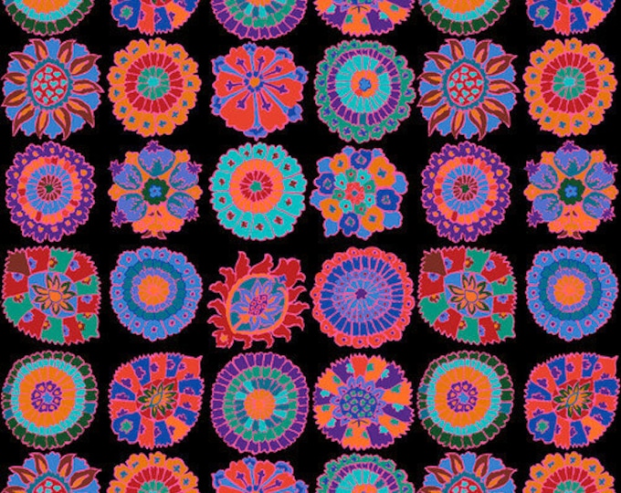 OOP FABRIC: Carpet Cookies BLACK by Kaffe Fassett for the Kaffe Fassett Collective