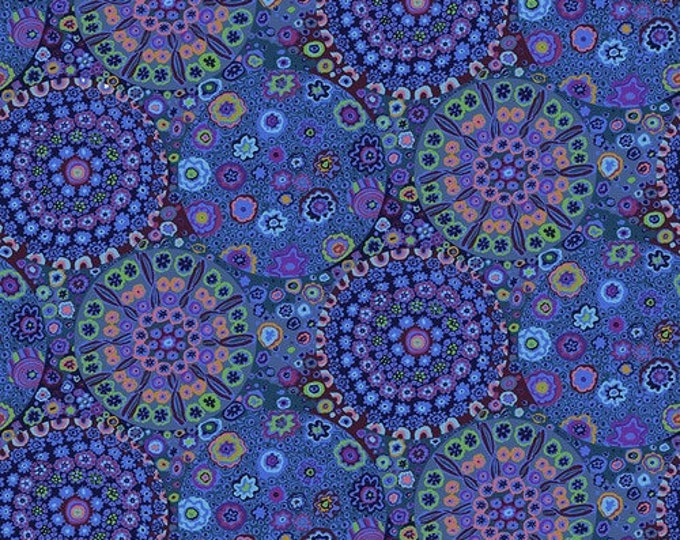 Quilt Back FABRIC:  Millefiore BLUE 108" Sateen Quilt Back by Kaffe Fassett for the Kaffe Fassett Collective