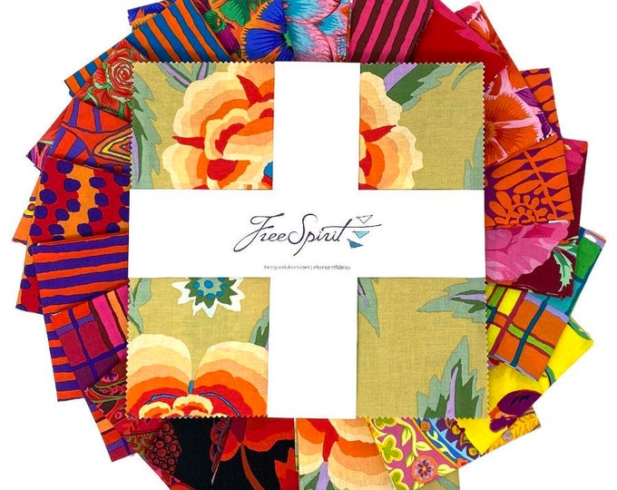 10" CHARM PACK: 42 Fabric Pieces from the 85 and Fabulous Kaffe Fassett Collective in Warm