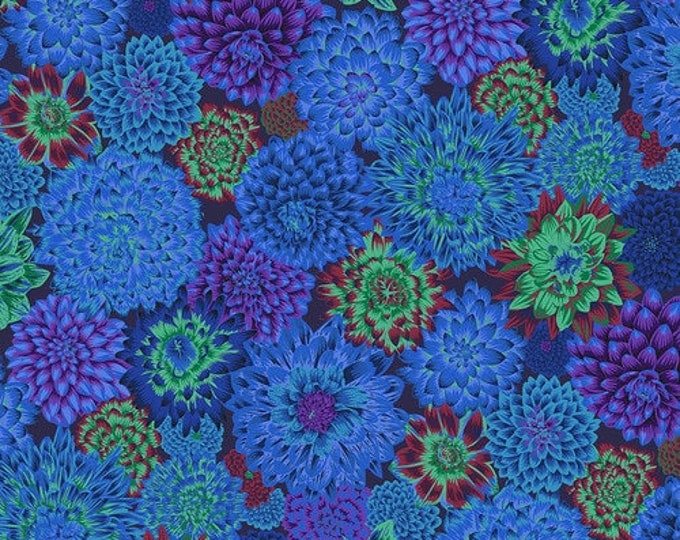 OOP FABRIC: Dancing Dahlias BLUE by Philip Jacobs for the Kaffe Fassett Collective