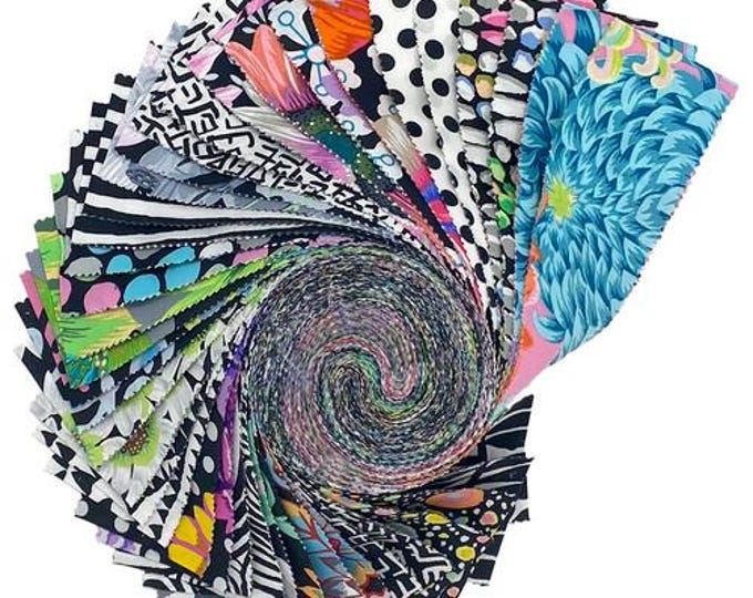 DESIGN ROLL:  2 1/2" Strips of Designer Fabrics from the Kaffe Fassett Collective in POLARIS