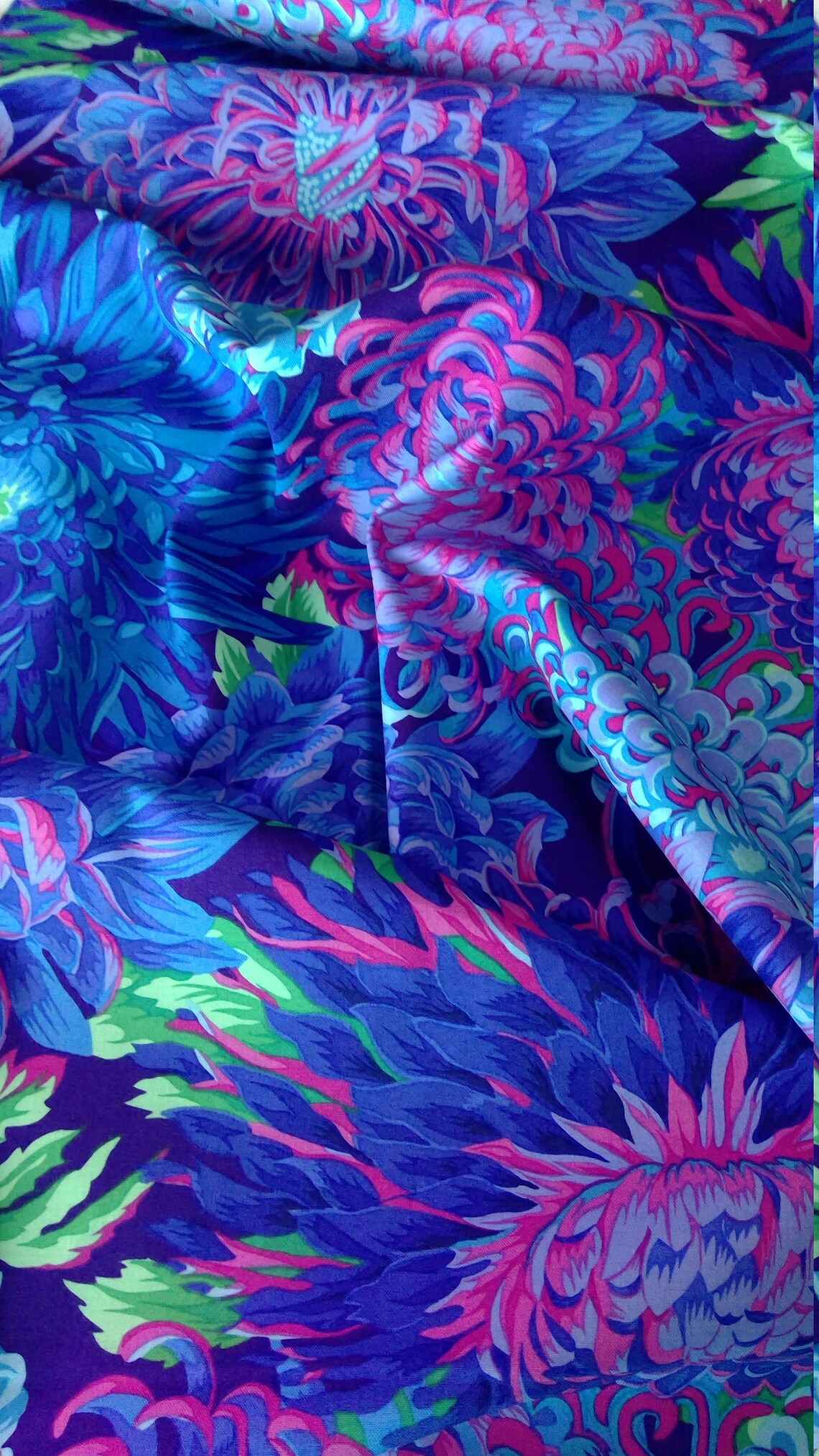 FABRIC Japanese Chrysanthemum BLUE by Philip Jacobs for the Etsy