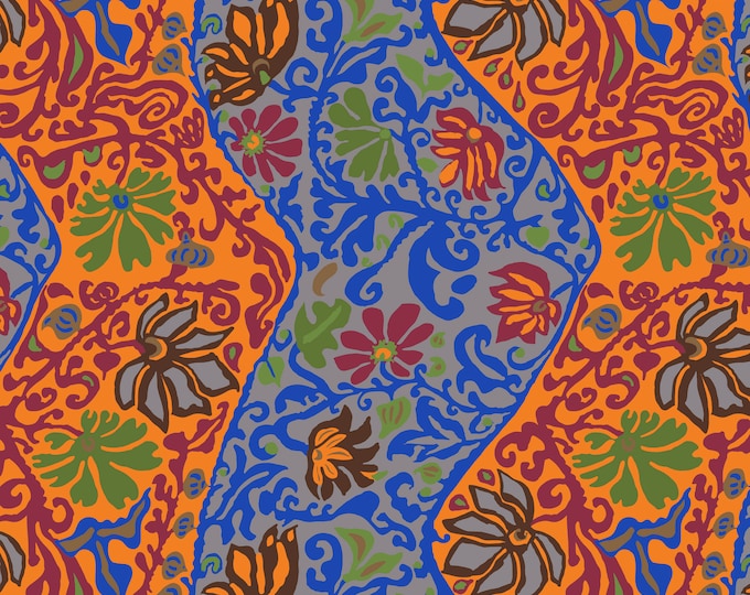 OOP FABRIC: Bali Brocade OCHRE by Brandon Mably for the Kaffe Fassett Collective