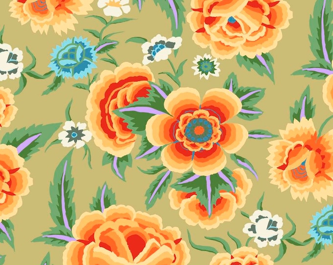 OOP FABRIC: Embroidered Shawl BEIGE by Kaffe Fassett for the Kaffe Fassett Collective