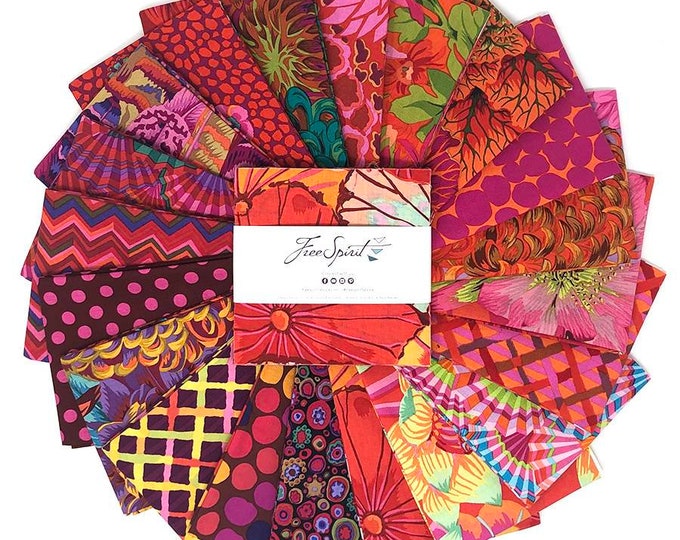 5" CHARM PACK: 42 fabric pieces from "Kaffe Fassett Collective" New Classics  in Prism, Equator, Parakeet, Ocean or Emperor