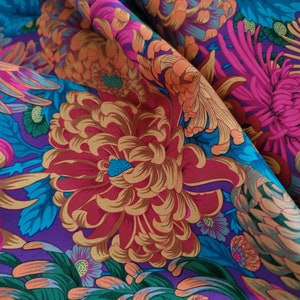 OOP FABRIC:  Hokusai&#39;s Mums HOT by Philip Jacobs for the Kaffe Fassett Collective