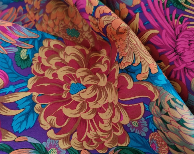 OOP FABRIC:  Hokusai's Mums HOT by Philip Jacobs for the Kaffe Fassett Collective