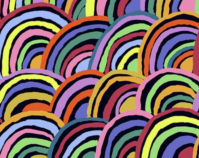 OOP FABRIC:  Rainbows BLACK by Brandon Mably for the Kaffe Fassett Collective