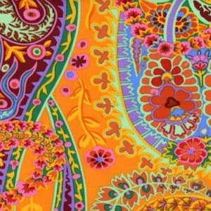 FABRIC:  Paisley Jungle TANGERINE by Kaffe Fassett for the Kaffe Fassett Collective