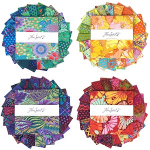 10" CHARM PACK: 42 Fabric Pieces from "The Kaffe Fassett Collective New Classics"  in Prism, Ocean, Emperor, Equator or Parakeet