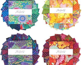 10" CHARM PACK: 42 Fabric Pieces from "The Kaffe Fassett Collective New Classics"  in Prism, Ocean, Emperor, Equator or Parakeet