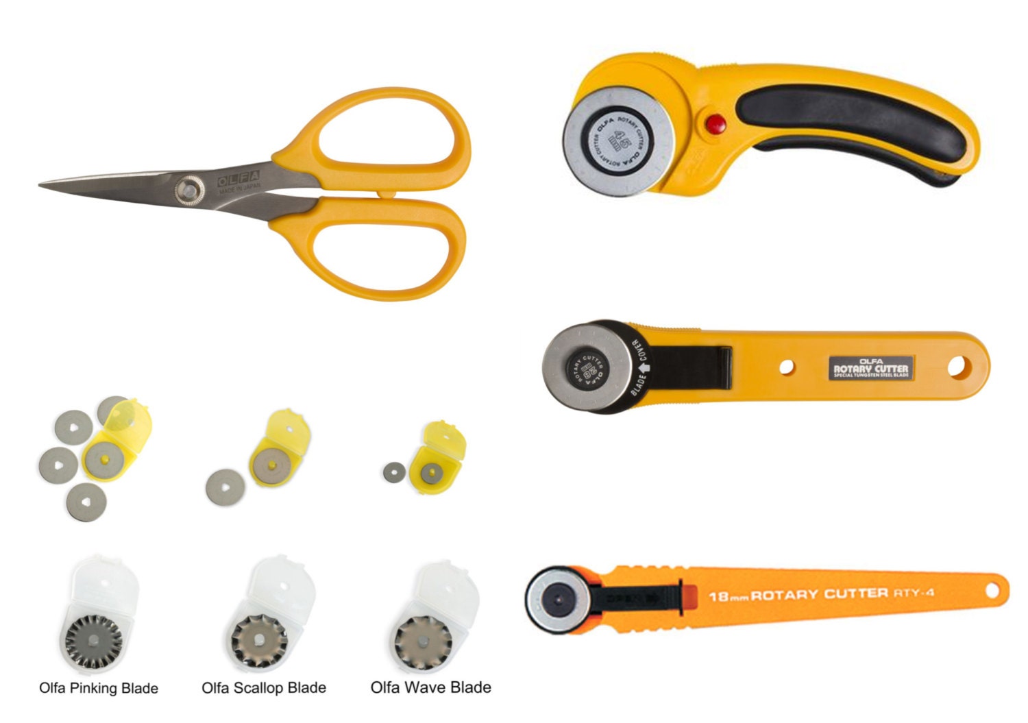 ROTARY CUTTERS : Olfa® Cutting Tools, Rotary Cutter, Applique' Scissors,  Chenille Cutter