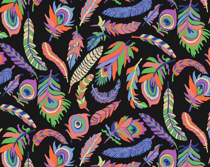 OOP FABRIC: Tickle My Fancy BLACK by Brandon Mably for the Kaffe Fassett Collective