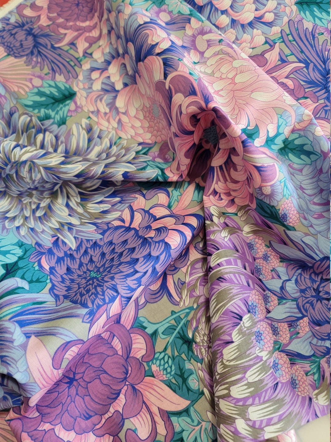 FABRIC: Hokusai's Mums GREY by Philip Jacobs for the Kaffe Fassett ...