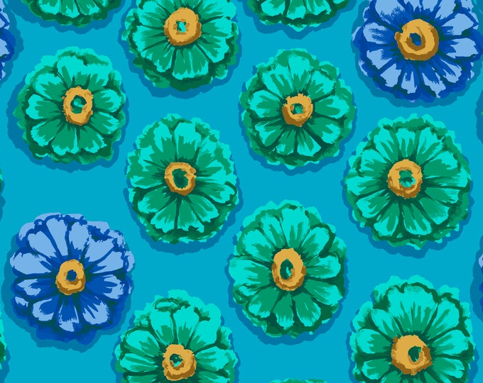 OOP Limited Edition FABRIC: Zinnia BLUE by Kaffe Fassett from the 85 and Fabulous Collection