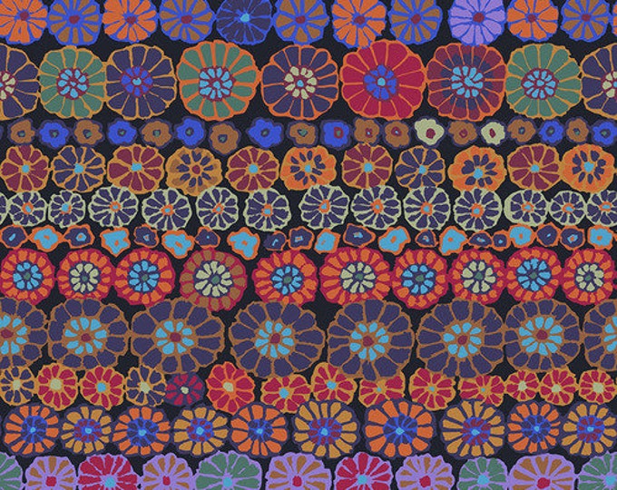 OOP FABRIC:   Row Flowers DARK by Kaffe Fasset for the Kaffe Fassett Collective