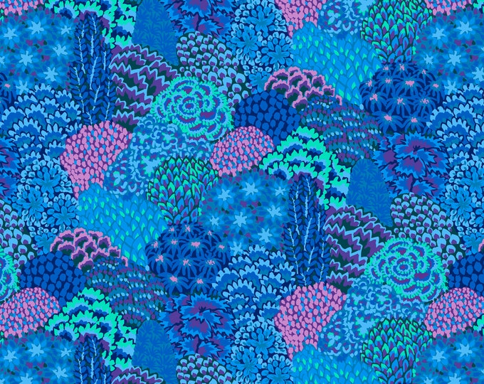 OOP Limited Edition FABRIC: Large Oriental Trees BLUE by Kaffe Fassett from the 85 and Fabulous Collection