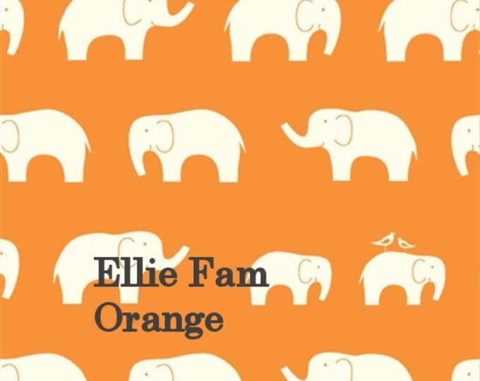 OOP ORGANIC Fabric:   Ellie Fam ORANGE by Jay Cyn for Birch Organic Fabrics