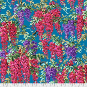 OOP FABRIC: Wisteria TEAL by Philip Jacobs for the Kaffe Fassett Collective