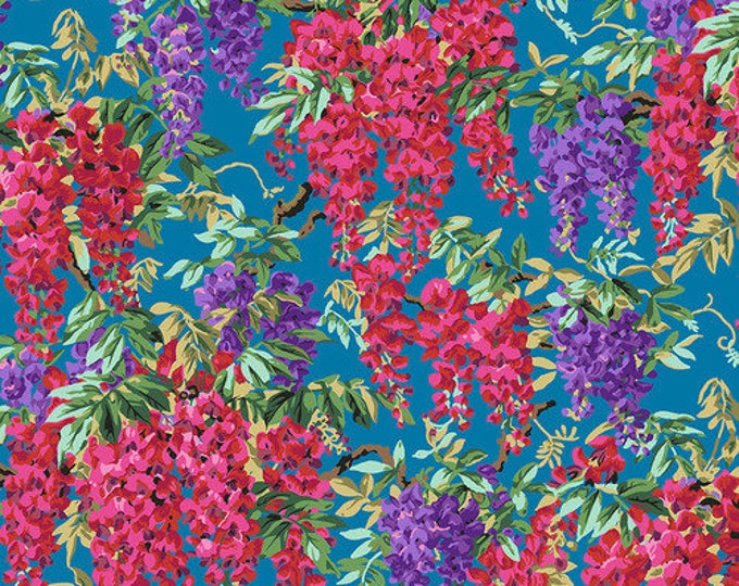 OOP FABRIC: Wisteria TEAL by Philip Jacobs for the Kaffe Fassett Collective