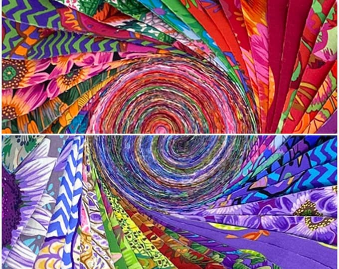 DESIGN ROLL:  2.5" Design Strips of Designer Fabrics from "Kaffe Fassett Collective" Fall 2021 in Dark or Bright