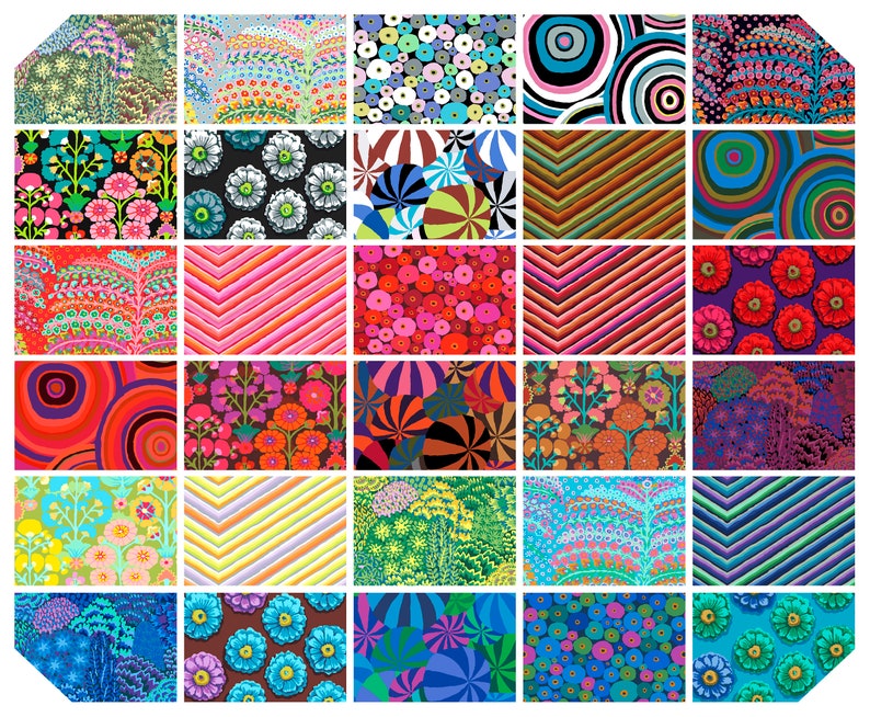 Limited Edition 10 CHARM PACK: 42 Fabric Pieces from the 85 and Fabulous by Kaffe Fassett image 2