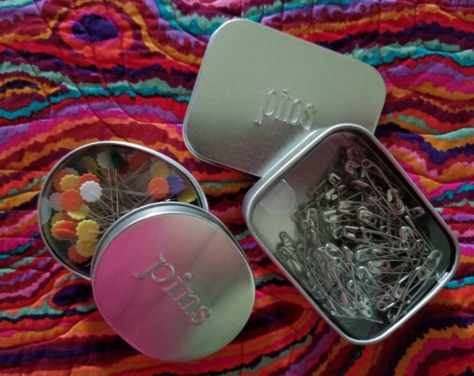 PINS:  Decorative Box with either 2" Flower Head Pins or Size 1 Safety Pins by Nifty Notions