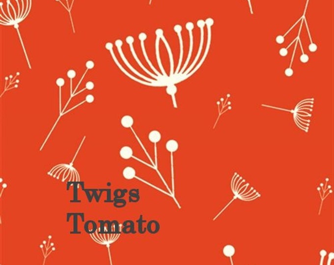 Organic KNIT FABRICS:  Twigs TOMATO by Bich Organic Fabrics