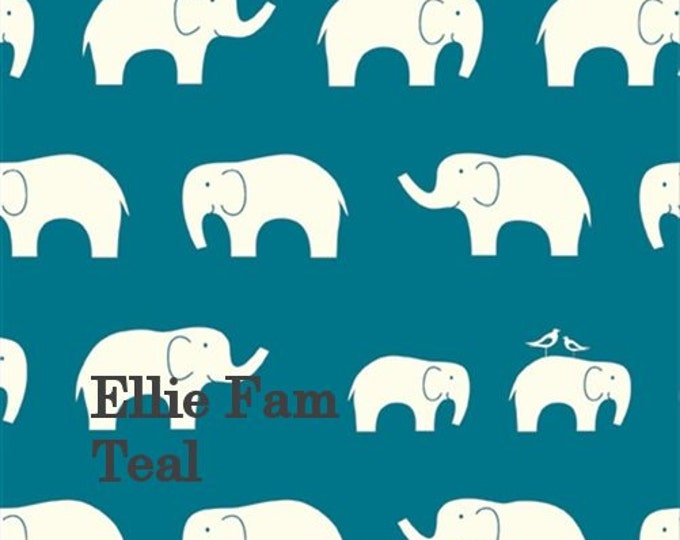 OOP ORGANIC Fabric:   Ellie Fam TEAL  by Jay Cyn for Birch Organic Fabrics