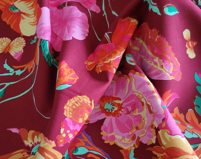 OOP FABRIC:  Meadow RED by Philip Jacobs for the Kaffe Fassett Collective