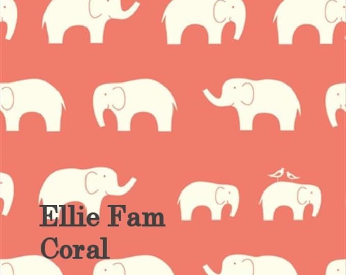OOP ORGANIC Fabric:   Ellie Fam CORAL by Jay Cyn for Birch Organic Fabrics