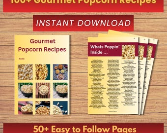 100+ Gourmet Popcorn Recipes eBook, Sweet & Savory Flavors (PDF Instant Download + Bonus Gifts)