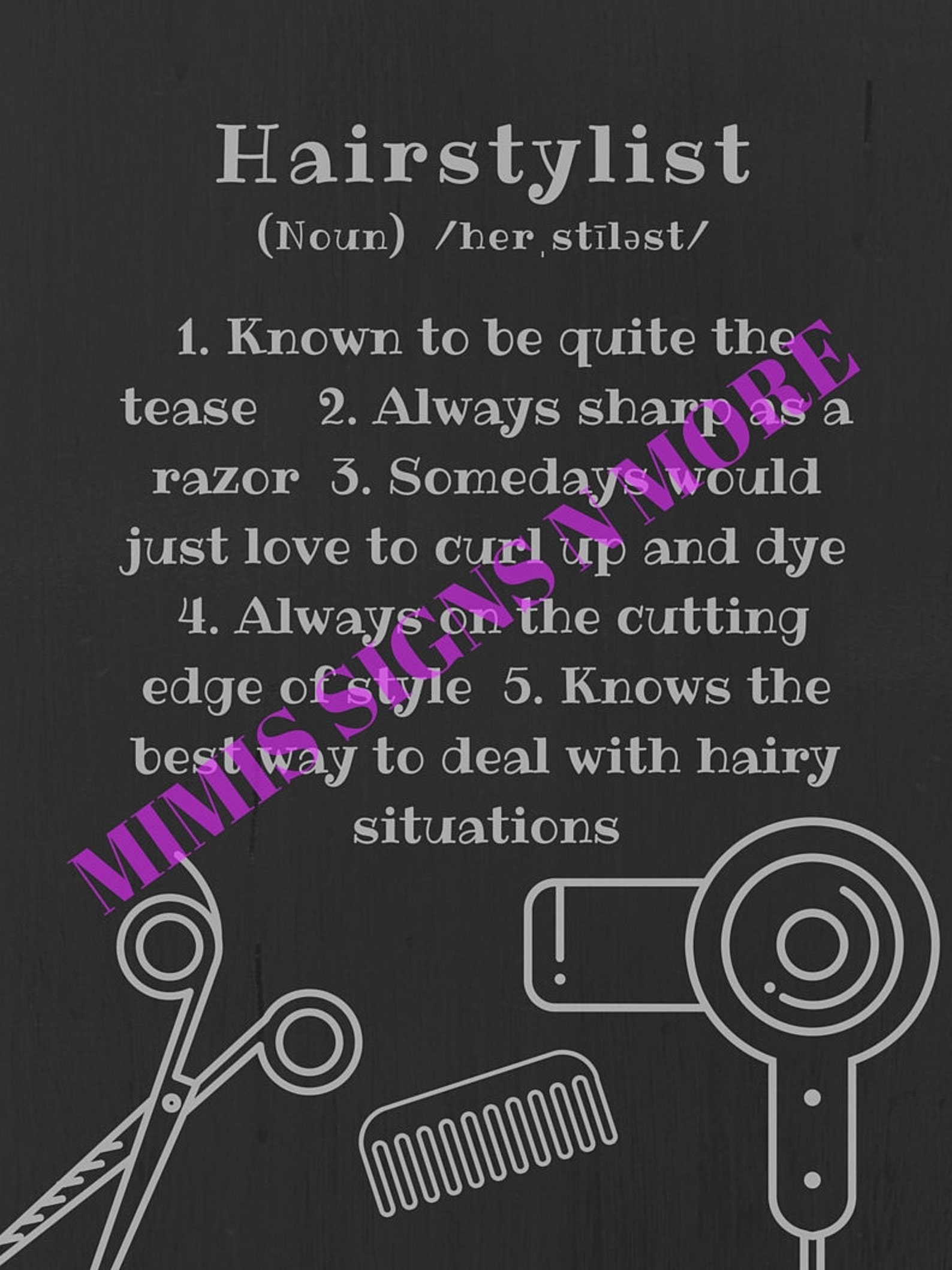 Printable Hairstylist Definition Download Print and Frame for Etsy