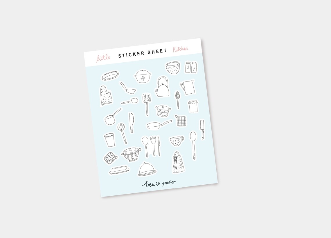 Hoja de pegatinas de cocina pequeña | Etsy