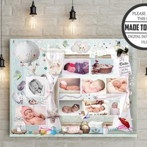 Poster collage di foto di neonata, ricordo unico delle prime foto, regalo di nascita ideale per ricordi speciali, regalo per bambini di 1 anno dal primo anno