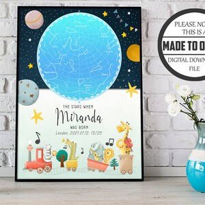 Star Map Geburtsdruck Personalisierte Neugeborenen Baby Boy Geschenk Elefant Ballon Custom Star Night Geschenk, wenn Sie geboren wurden
